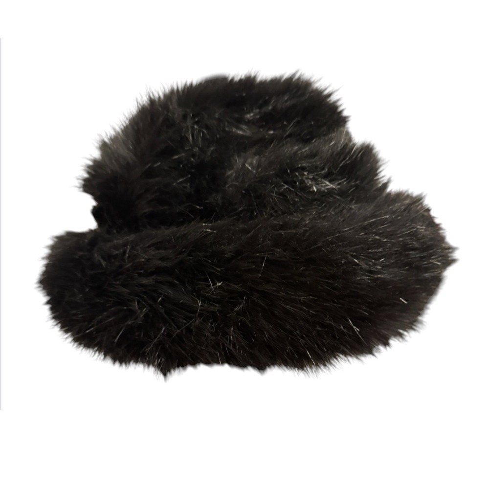 DILLARDS Black Faux Fur Cap Hat BUCKET RUSSIAN MOGUL Apres Ski Ushanka Cossack